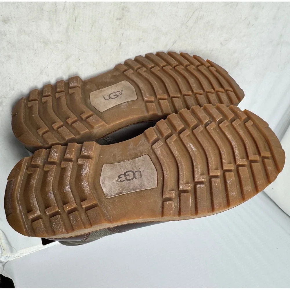 🔥UGG‎ Australia🚨 Butte Men's Brown Leather Canvas Combat Boots Size 7Women-8.5